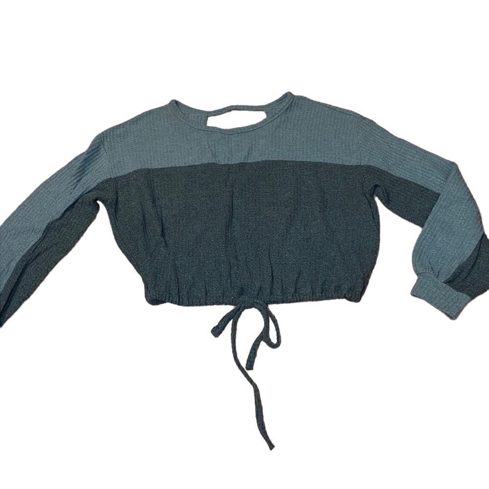 Hollister oversized Crop Thermal Shirt, grey, XS